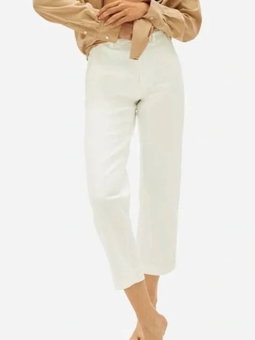 Everlane The High Rise Straight Raw Hem Ankle Crop Jean White Size 27